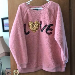 Plush Pink  LOVE Pullover       3X